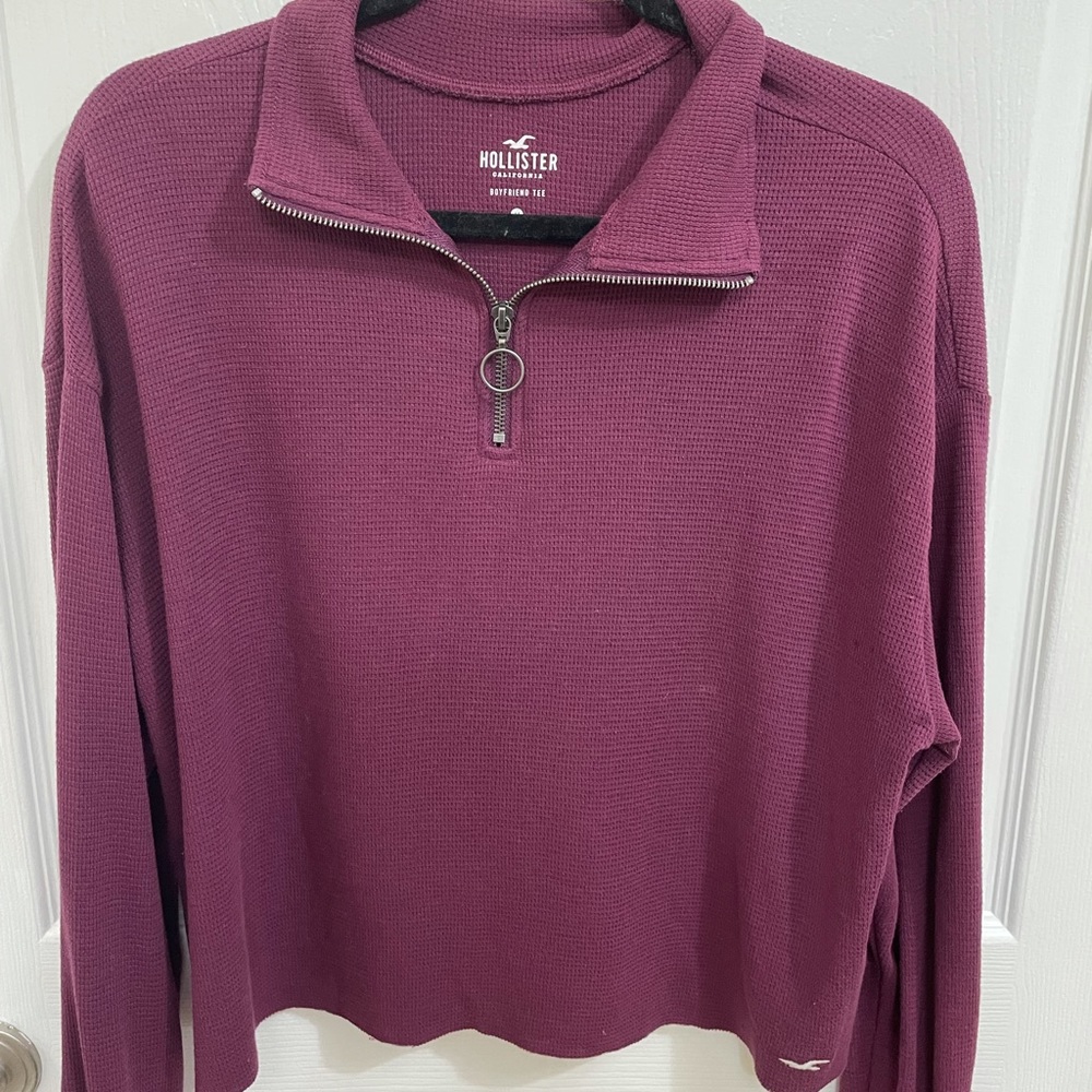 maroon quarter zip waffle top!